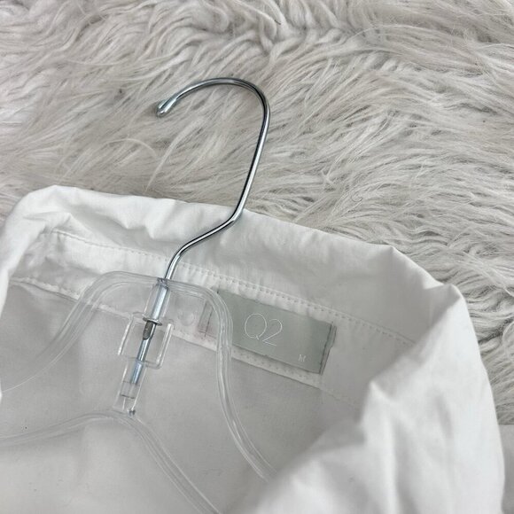 Q2 White Tiered Dress Button Front 100% Cotton Size M Short Sleeve Lightweight - Picture 8 of 9